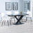 Arctic Black Ceramic Swivel Top Extending Dining Set - Peyton Cream Fabric Dining Chair-4