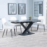 Arctic Black Ceramic Swivel Top Extending Dining Set - Peyton Cream Fabric Dining Chair-4