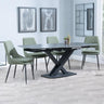 Arctic Black Ceramic Swivel Top Extending Dining Set - Peyton Green Fabric Dining Chair-2