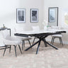Apollo White Ceramic Extending Dining Set - Ace Beige Fabric Swivel Dining Chair-3