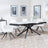 Apollo White Ceramic Extending Dining Set - Arctic Cream Velvet Fabric Swivel Dining Chair-4