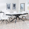 Apollo White Ceramic Extending Dining Set - Arctic Cream Velvet Fabric Swivel Dining Chair-4