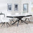 Apollo White Ceramic Extending Dining Set - Arctic Cream Velvet Fabric Swivel Dining Chair-4