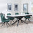 Apollo White Ceramic Extending Dining Set - Arctic Green Velvet Fabric Swivel Dining Chair-2