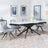 Apollo White Ceramic Extending Dining Set - Arctic Grey Velvet Fabric Swivel Dining Chair-3