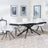 Apollo White Ceramic Extending Dining Set - Boden Cream Fabric Swivel Dining Chair-3