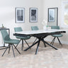 Apollo White Ceramic Extending Dining Set - Boden Green Fabric Swivel Dining Chair-5