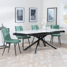 Apollo White Ceramic Extending Dining Set - Corona Green Fabric Dining Chair-2