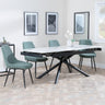 Apollo White Ceramic Extending Dining Set - Darwin Green Fabric Dining Chair-5