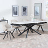 Apollo White Ceramic Extending Dining Set - Ion Beige Velvet Fabric Swivel Dining Chair-3
