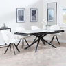 Apollo White Ceramic Extending Dining Set - Ion Cream Boucle Teddy Fabric Swivel Dining Chair-5