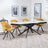 Apollo White Ceramic Extending Dining Set - Ion Mustard Velvet Fabric Swivel Dining Chair-2