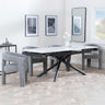 Apollo White Ceramic Extending Dining Set - Kiefer Grey Boucle Fabric Dining Chair-2
