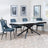 Apollo White Ceramic Extending Dining Set - Peyton Blue Fabric Dining Chair