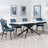 Apollo White Ceramic Extending Dining Set - Peyton Blue Fabric Dining Chair