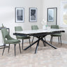Apollo White Ceramic Extending Dining Set - Peyton Green Fabric Dining Chair-2