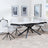 Apollo White Ceramic Extending Dining Set - Theo Grey Fabric Swivel Dining Chair