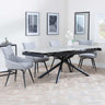 Apollo Grey Ceramic Extending Dining Set - Ace Grey Fabric Swivel Dining Chair-2