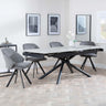 Apollo Grey Ceramic Extending Dining Set - Ion Dark Grey Velvet Fabric Swivel Dining Chair-4