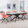 Apollo Grey Ceramic Extending Dining Set - Ion Orange Velvet Fabric Swivel Dining Chair-2