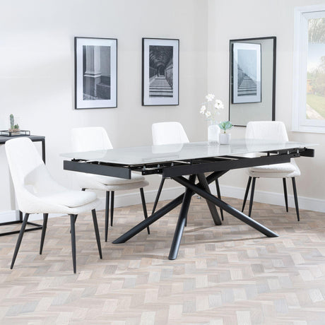Apollo Grey Ceramic Extending Dining Set - Peyton Cream Fabric Dining Chair-4