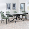 Apollo Grey Ceramic Extending Dining Set - Peyton Green Fabric Dining Chair-3