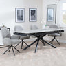 Apollo Grey Ceramic Extending Dining Set - Theo Dark Grey Fabric Swivel Dining Chair-2