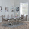 Vortex Grey Marble and Chrome Dining Set - Bianco Beige Faux Leather Dining Chair-3
