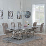 Vortex Grey Marble and Chrome Dining Set - Jamison Beige Faux Leather Dining Chair-3