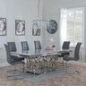 Vortex Grey Marble and Chrome Dining Set - Jamison Grey Faux Leather Dining Chair-2