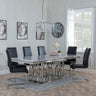 Vortex Grey Marble and Chrome Dining Set - Roma Black Faux Leather Dining Chair-3