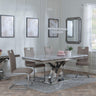 Lisbon Grey Marble and Chrome Dining Set - Bianco Beige Faux Leather Dining Chair-3