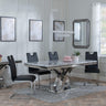 Lisbon Grey Marble and Chrome Dining Set - Bianco Black Faux Leather Dining Chair-2