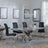 Lisbon Grey Marble and Chrome Dining Set - Jamison Black Faux Leather Dining Chair-2
