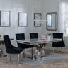 Lisbon Grey Marble and Chrome Dining Set - Knocker Back Black Velvet Fabric Dining Chair with Chrome Legs-2