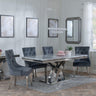 Lisbon Grey Marble and Chrome Dining Set - Knocker Back Grey Velvet Fabric Dining Chair with Chrome Legs-3