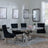 Lisbon Grey Marble and Chrome Dining Set - Lion Knocker Back Black Velvet Fabric Dining Chair with Chrome Legs-2