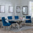 Lisbon Grey Marble and Chrome Dining Set - Lion Knocker Back Blue Velvet Fabric Dining Chair with Chrome Legs-3