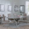Lisbon Grey Marble and Chrome Dining Set - Roma Beige Faux Leather Dining Chair-2