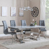 Glacier Grey Marble and Chrome Dining Set - Jamison Grey Faux Leather Dining Chair-2
