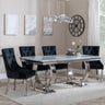 Glacier Grey Marble and Chrome Dining Set - Knocker Back Black Velvet Fabric Dining Chair with Chrome Legs-2