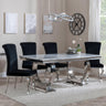 Glacier Grey Marble and Chrome Dining Set - Louis Black Velvet Fabric Dining Chair-2