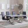 Glacier Grey Marble and Chrome Dining Set - Roma Black Faux Leather Dining Chair-3