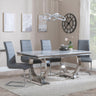 Glacier Grey Marble and Chrome Dining Set - Roma Grey Faux Leather Dining Chair-2