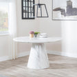 Carrera 4 Seater White Marble Round Dining Table - 130cm