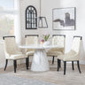 Carrera 4 Seater White Marble Round Dining Set - 4 Carmela Cream Leather Dining Chair-3