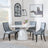 Carrera 4 Seater White Marble Round Dining Set - 4 Paris Grey Leather Dining Chair with Black Legs-3