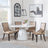 Carrera 4 Seater White Marble Round Dining Set - 4 Paris Taupe Leather Dining Chair with Brown Legs