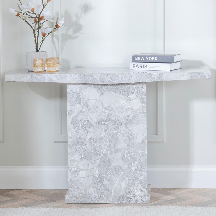 Genoa Marble Console Table with Pedestal Base