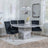 Turin Grey Marble Square Dining Set - Knocker Back Black Velvet Fabric Dining Chair with Chrome Legs-3